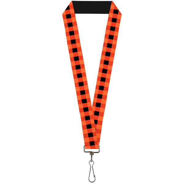 Buckle-Down Lanyard - 1.0" - Buffalo Plaid Black Orange