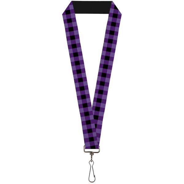 Buckle-Down Lanyard - 1.0" - Buffalo Plaid Black Purple