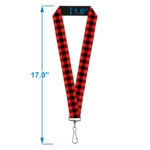Buckle-Down Lanyard - 1.0" - Buffalo Plaid Black Red