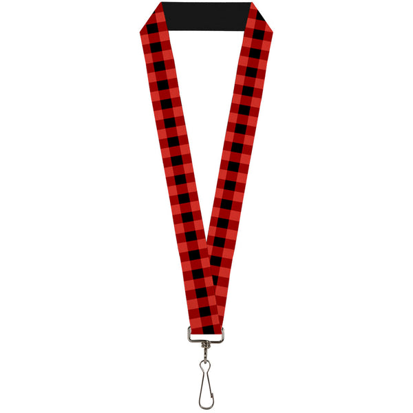 Buckle-Down Lanyard - 1.0" - Buffalo Plaid Black Red