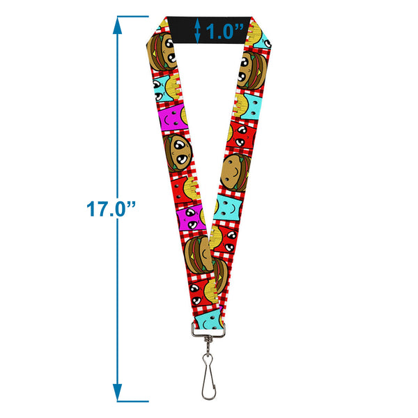 Buckle-Down Lanyard - 1.0" - Burger & Fries Cartoon