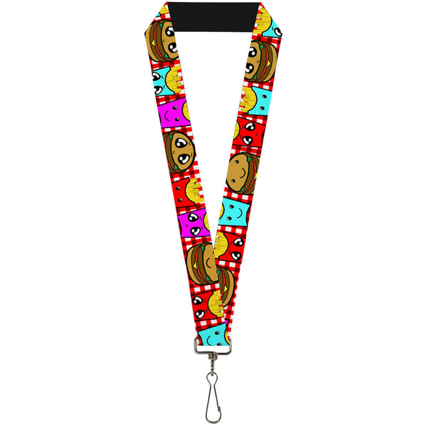 Buckle-Down Lanyard - 1.0" - Burger & Fries Cartoon