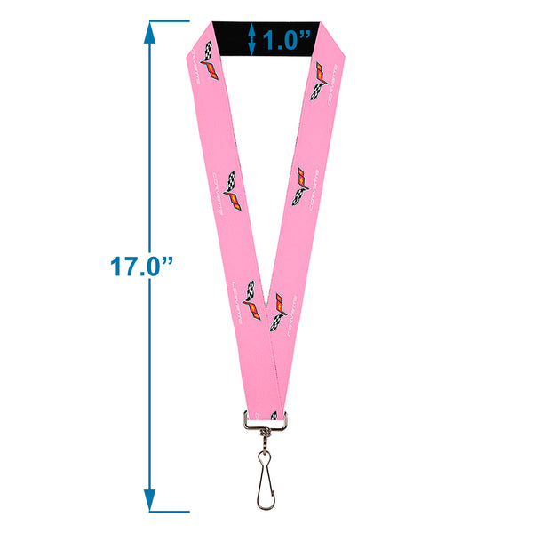 Buckle-Down Lanyard - 1.0" - C6 Logo Pink Silver