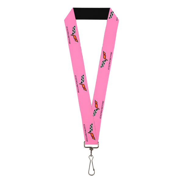 Buckle-Down Lanyard - 1.0" - C6 Logo REPEAT Pink Black