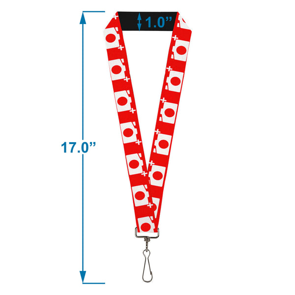 Buckle-Down Lanyard - 1.0" - Camera Red White