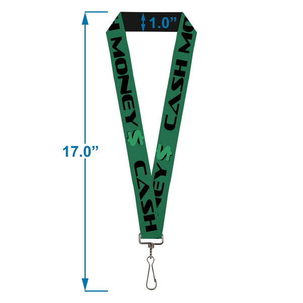 Buckle-Down Lanyard - 1.0" - CASH MONEY $ Green Black