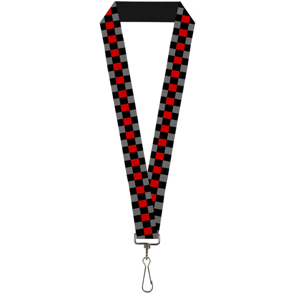 Buckle-Down Lanyard - 1.0" - Checker Black Gray 1 Red