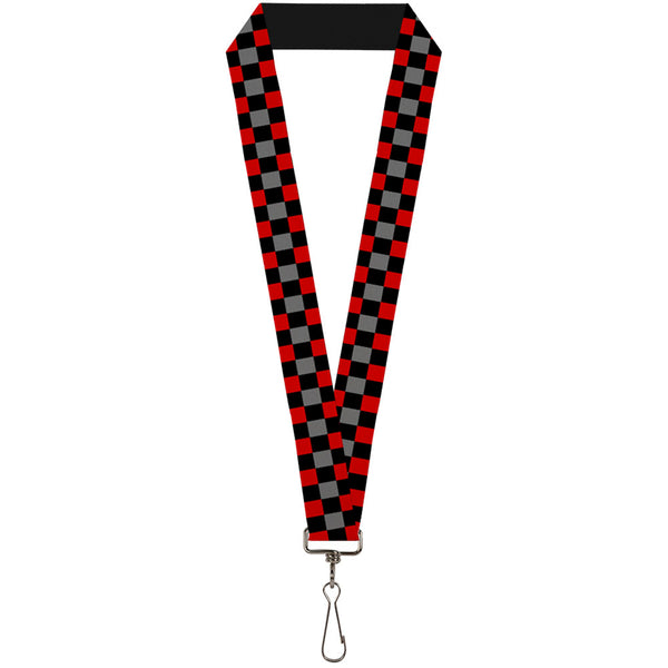 Buckle-Down Lanyard - 1.0" - Checker Black Gray 2 Red
