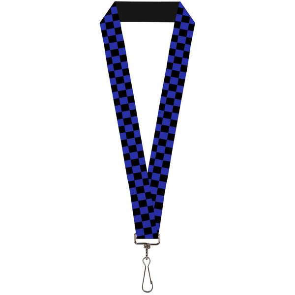 Buckle-Down Lanyard - 1.0" - Checker Black Neon Blue