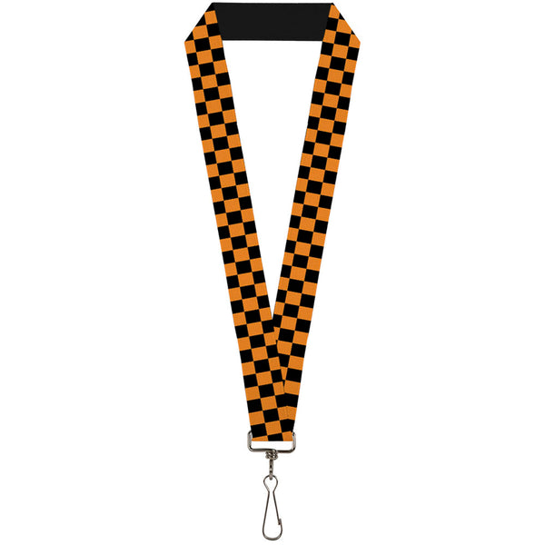 Buckle-Down Lanyard - 1.0" - Checker Black Neon Orange