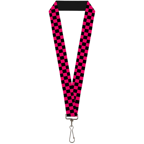 Buckle-Down Lanyard - 1.0" - Checker Black Neon Pink