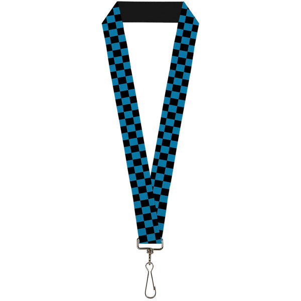 Buckle-Down Lanyard - 1.0" - Checker Black Turquoise