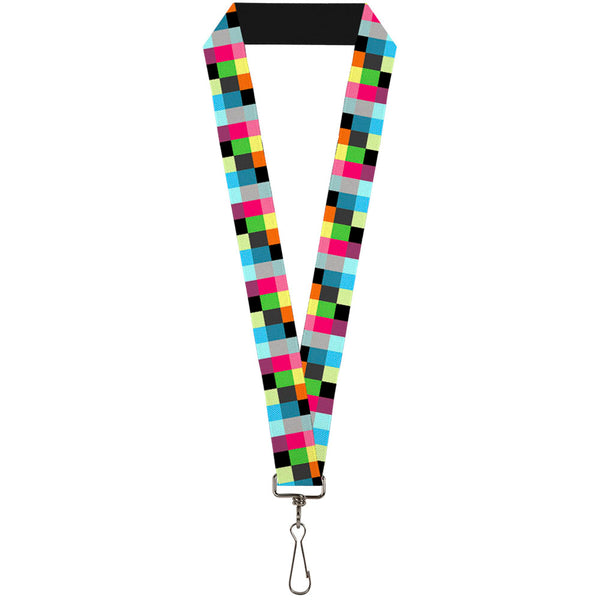 Buckle-Down Lanyard - 1.0" - Checker Bright Pastel