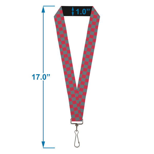 Buckle-Down Lanyard - 1.0" - Checker Crimson Red Gray