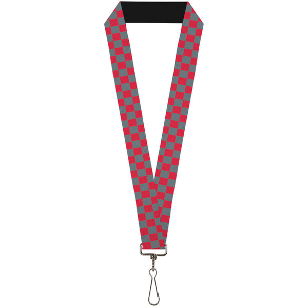 Buckle-Down Lanyard - 1.0" - Checker Crimson Red Gray