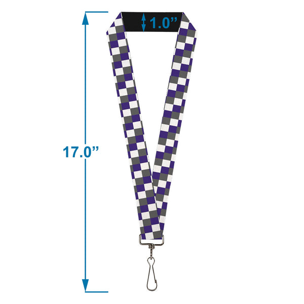 Buckle-Down Lanyard - 1.0" - Checker Gray Purple White