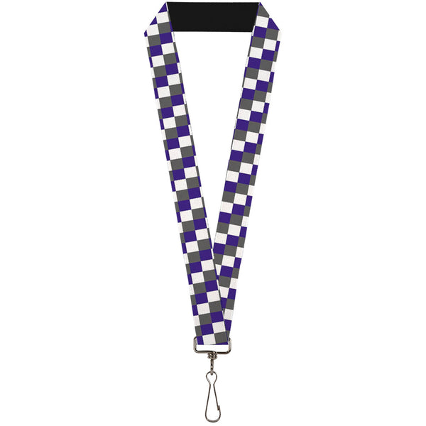 Buckle-Down Lanyard - 1.0" - Checker Gray Purple White