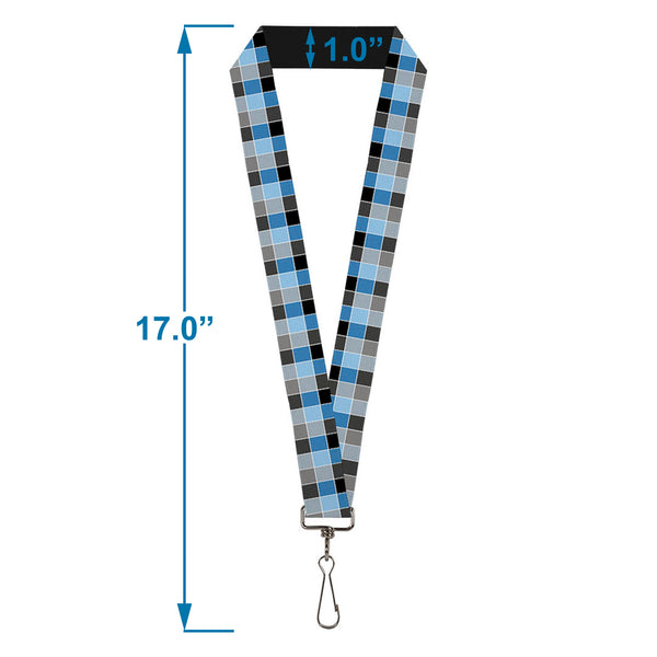 Buckle-Down Lanyard - 1.0" - Checker Mosaic Blue