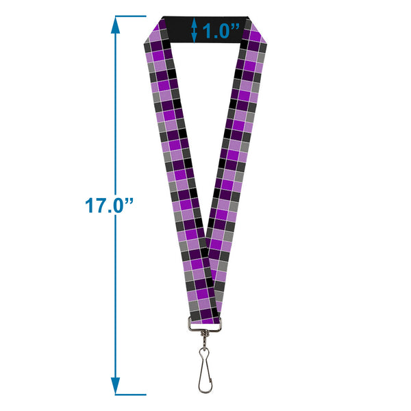 Buckle-Down Lanyard - 1.0" - Checker Mosaic Purple