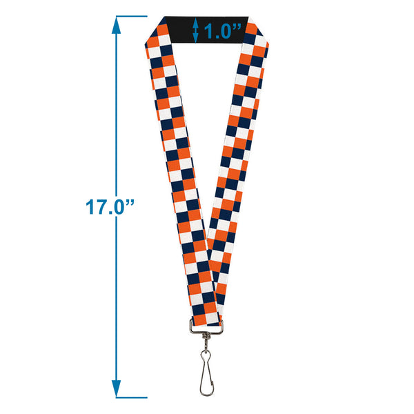 Buckle-Down Lanyard - 1.0" - Checker Navy Orange White