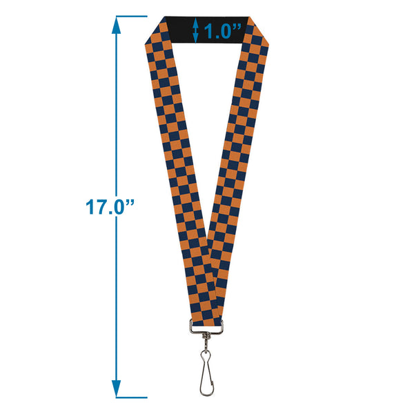 Buckle-Down Lanyard - 1.0" - Checker Orange Dark Blue
