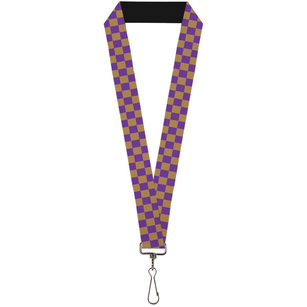 Buckle-Down Lanyard - 1.0" - Checker Purple Gold
