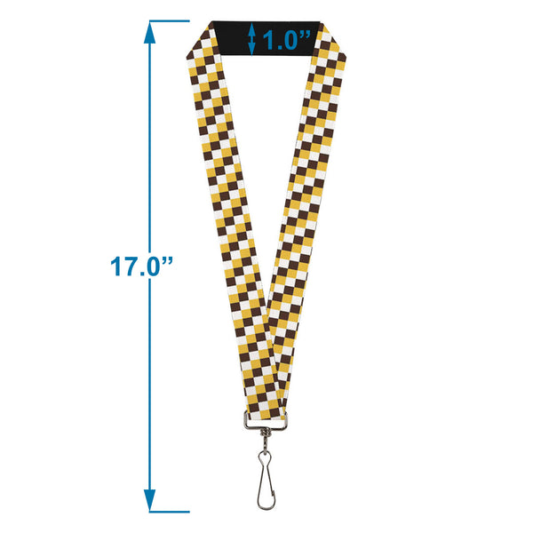 Buckle-Down Lanyard - 1.0" - Checker White Gold Brown