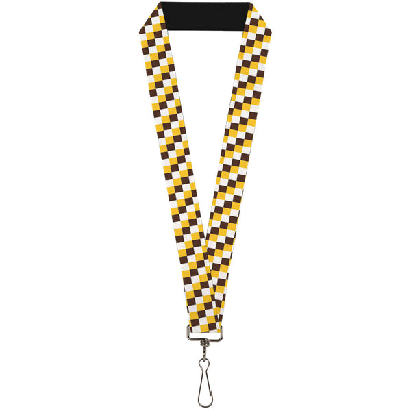 Buckle-Down Lanyard - 1.0" - Checker White Gold Brown