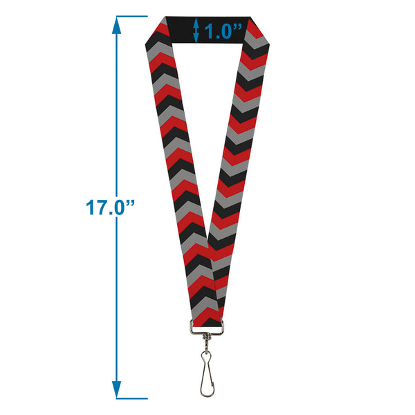 Buckle-Down Lanyard - 1.0" - Chevron Red Black Gray
