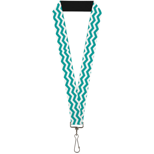 Buckle-Down Lanyard - 1.0" - Chevron Stripe White Teal