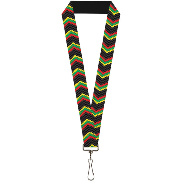 Buckle-Down Lanyard - 1.0" - Chevron Weave Black Rasta
