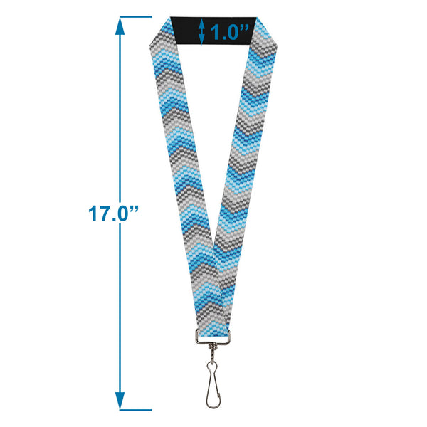 Buckle-Down Lanyard - 1.0" - Chevron Weave Grays Blues