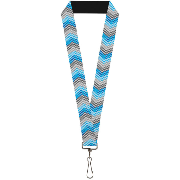 Buckle-Down Lanyard - 1.0" - Chevron Weave Grays Blues