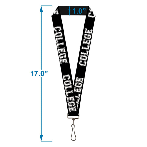 Buckle-Down Lanyard - 1.0" - COLLEGE Black White