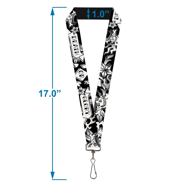Buckle-Down Lanyard - 1.0" - Death Or Glory Black White