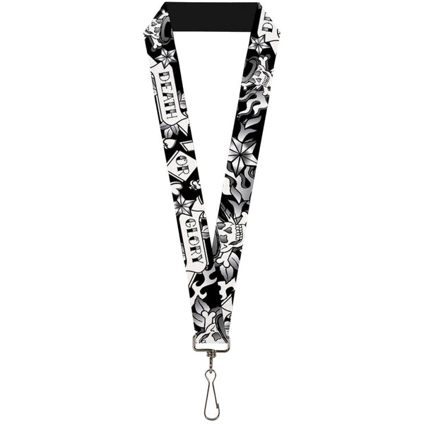 Buckle-Down Lanyard - 1.0" - Death or Glory Black White