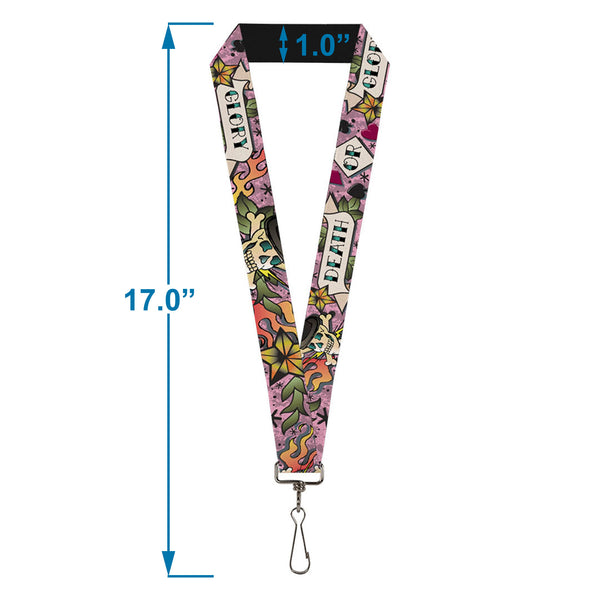 Buckle-Down Lanyard - 1.0" - Death Or Glory Pink