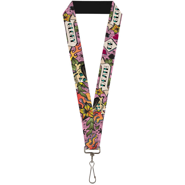 Buckle-Down Lanyard - 1.0" - Death or Glory Pink