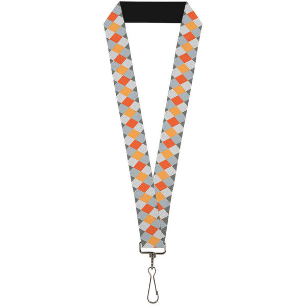 Buckle-Down Lanyard - 1.0" - Diamond Plaid Grays Orange