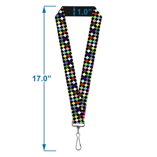 Buckle-Down Lanyard - 1.0" - Diamonds Black Multi Color