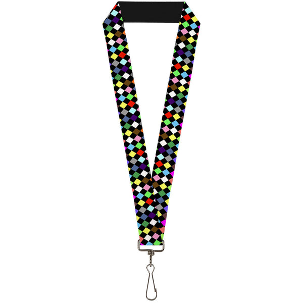 Buckle-Down Lanyard - 1.0" - Diamonds Black Multi Color