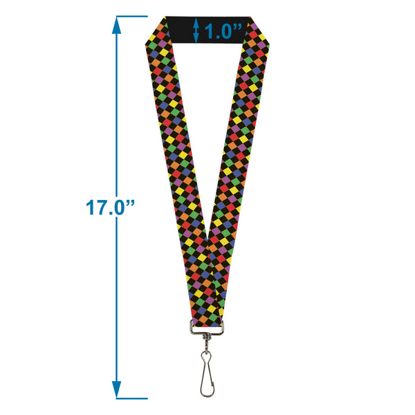 Buckle-Down Lanyard - 1.0" - Diamonds Black Multi Neon