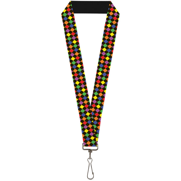 Buckle-Down Lanyard - 1.0" - Diamonds Black Multi Neon