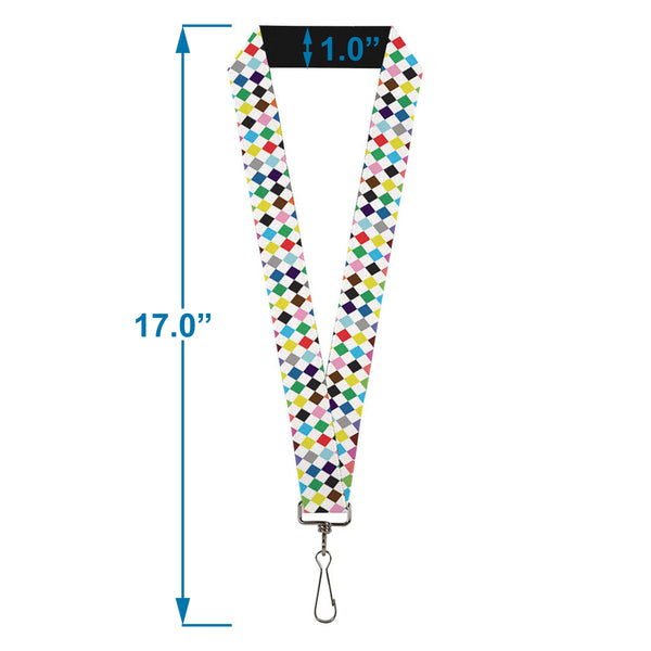 Buckle-Down Lanyard - 1.0" - Diamonds White Multi Color