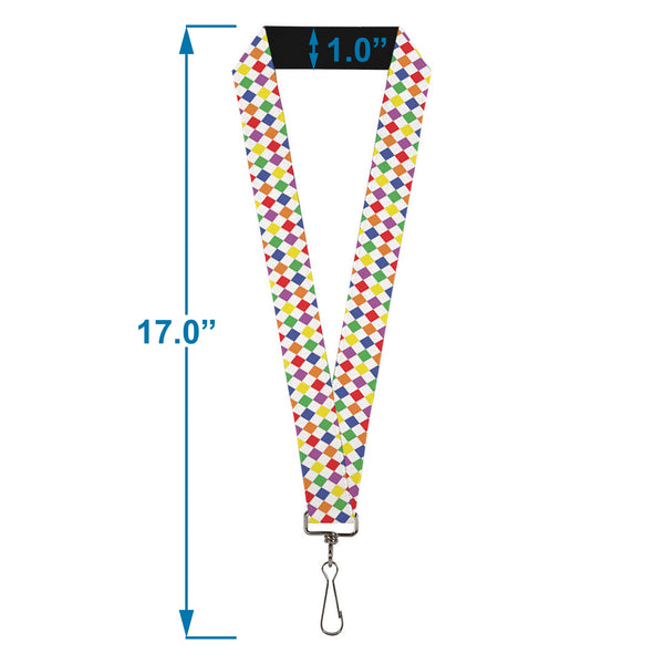 Buckle-Down Lanyard - 1.0" - Diamonds White Multi Neon