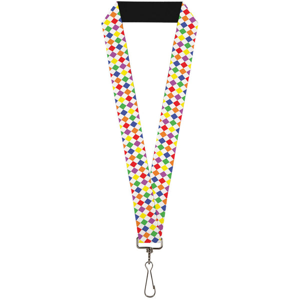 Buckle-Down Lanyard - 1.0" - Diamonds White Multi Neon