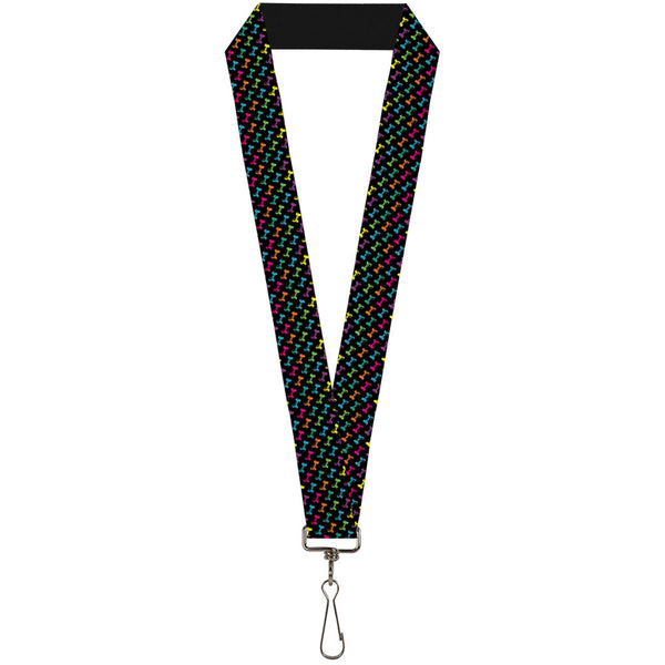 Buckle-Down Lanyard - 1.0" - Dog Bone Black Multi Color