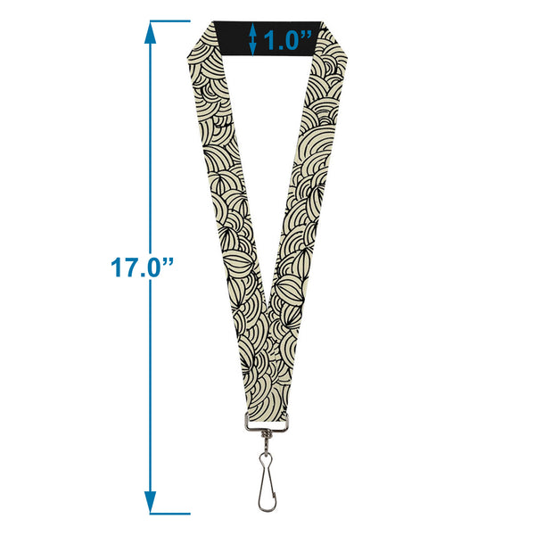 Buckle-Down Lanyard - 1.0" - Doodle1 Cream Black