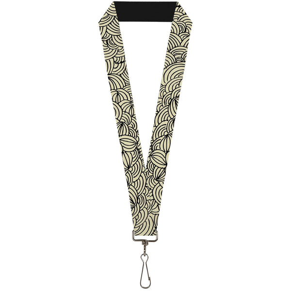 Buckle-Down Lanyard - 1.0" - Doodle1 Cream Black