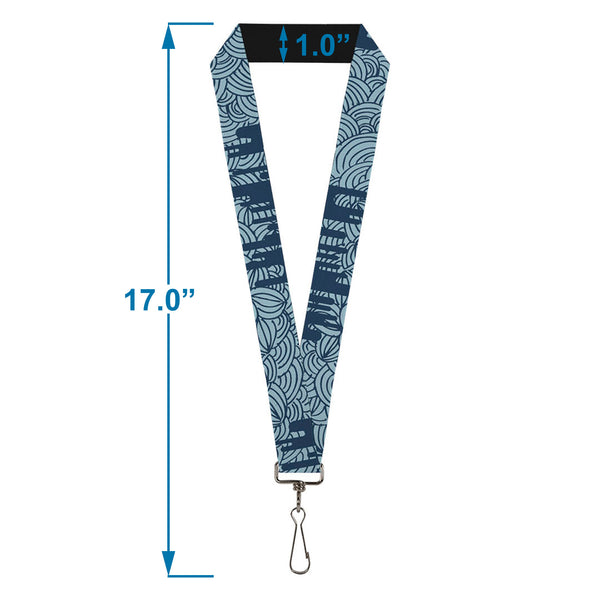 Buckle-Down Lanyard - 1.0" - Doodle1 Paint Drips Blues